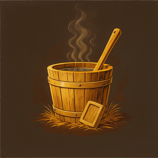 Saunamestari kiulu (sauna bucket) artwork